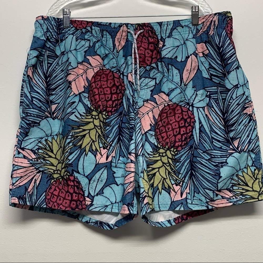 St John's Bay Men's XXL Trunk Pineapple Tropical Swim Trunks Board Shorts